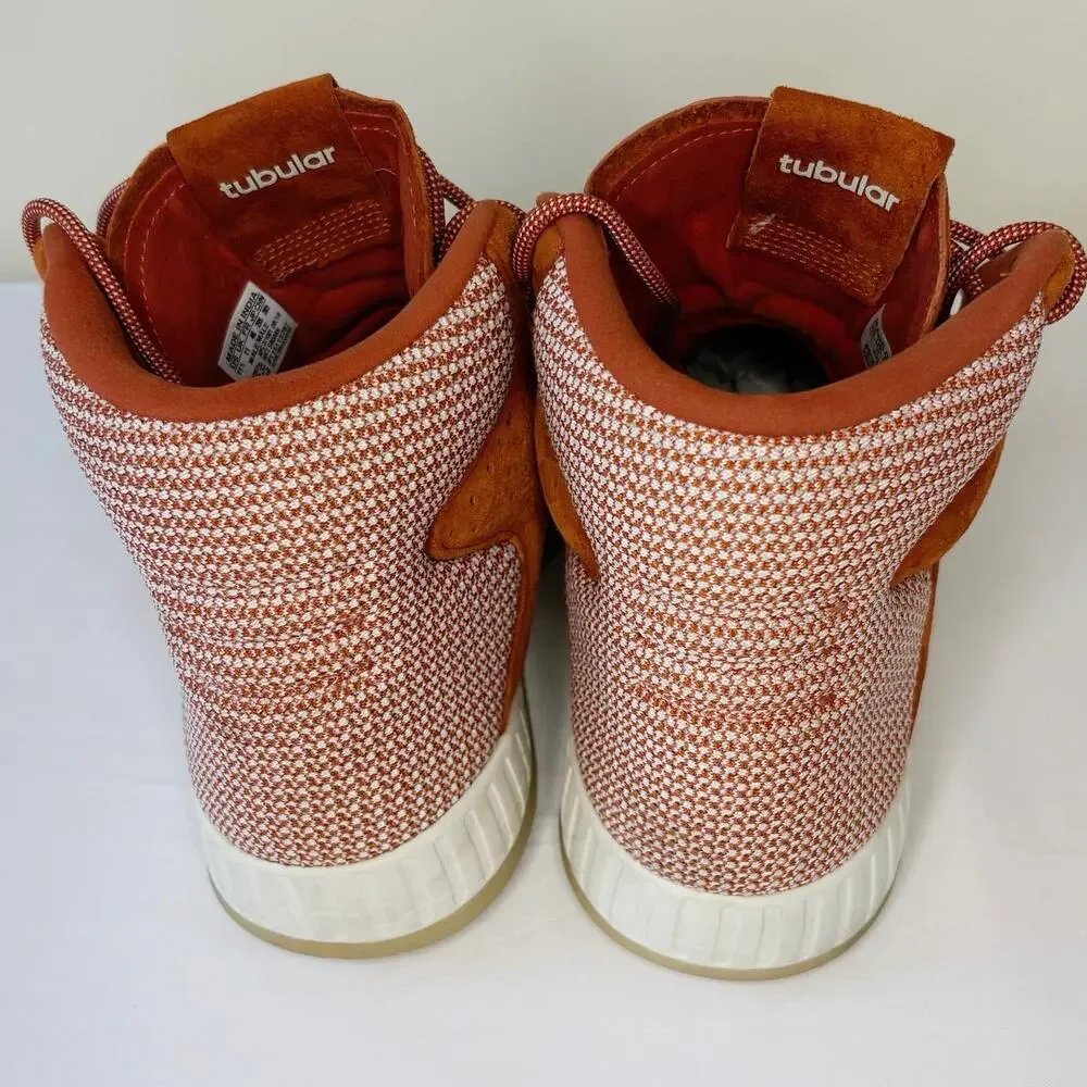 Adidas Tubular Suede High Top Sneakers Men's 11.5 Orange Streetwear